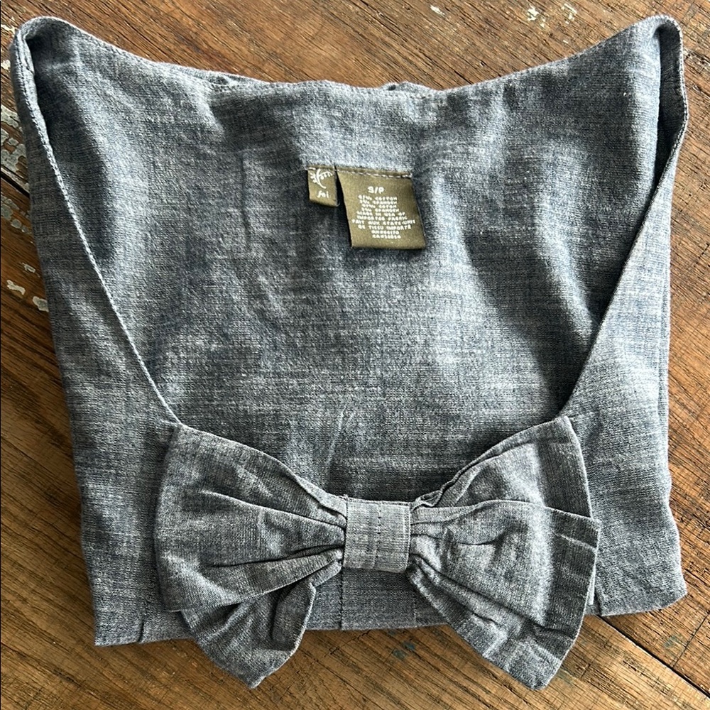 Anthropologie Denim Blue Bow Detail Top S/P
